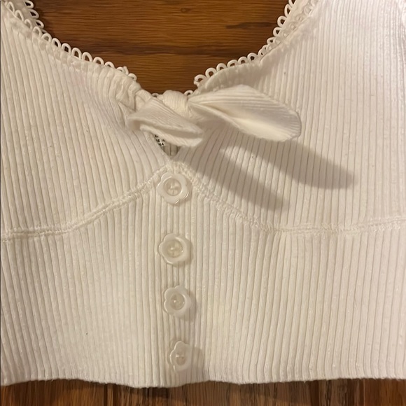 For Love & Lemons Large White Ribbed Crop Top with Bow Detail NWOT - Picture 3 of 5